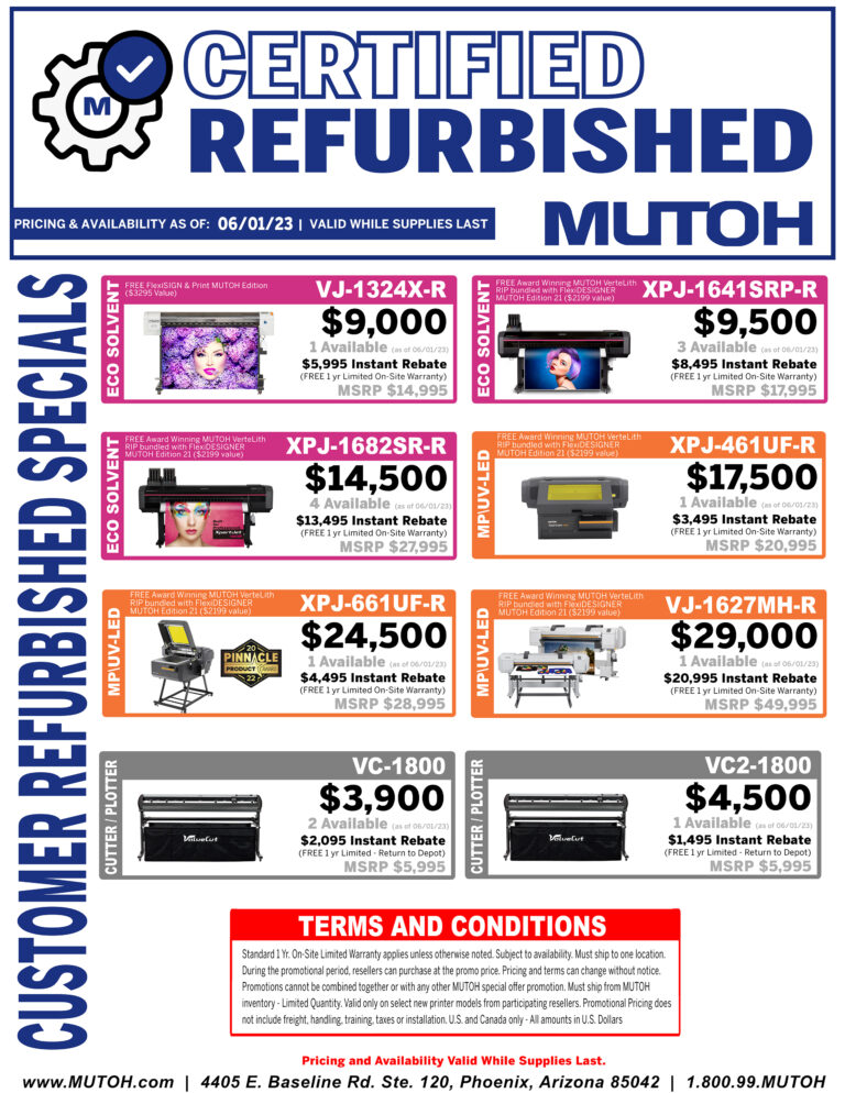MUTOH Refurbished Specials 060123